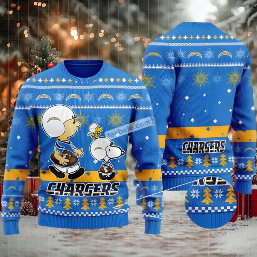 Los Angeles Chargers Snoopy Woodstock Ugly Sweaters Christmas Blue