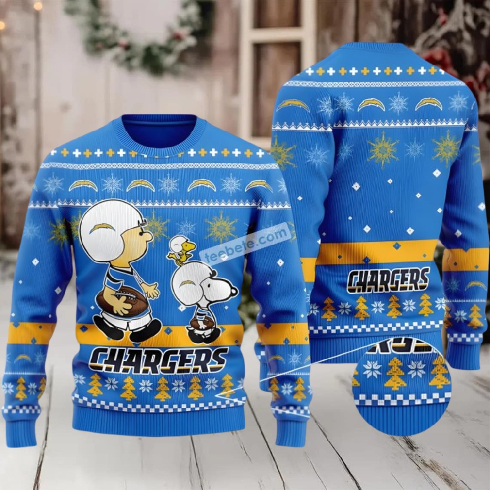 Los Angeles Chargers Snoopy Woodstock Ugly Sweaters Christmas Blue