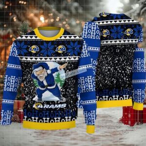 Los Angeles Rams Ho Ho Ho Ugly Christmas Sweater Black Blue