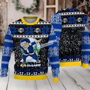 Los Angeles Rams Ho Ho Ho Ugly Christmas Sweater Black Blue