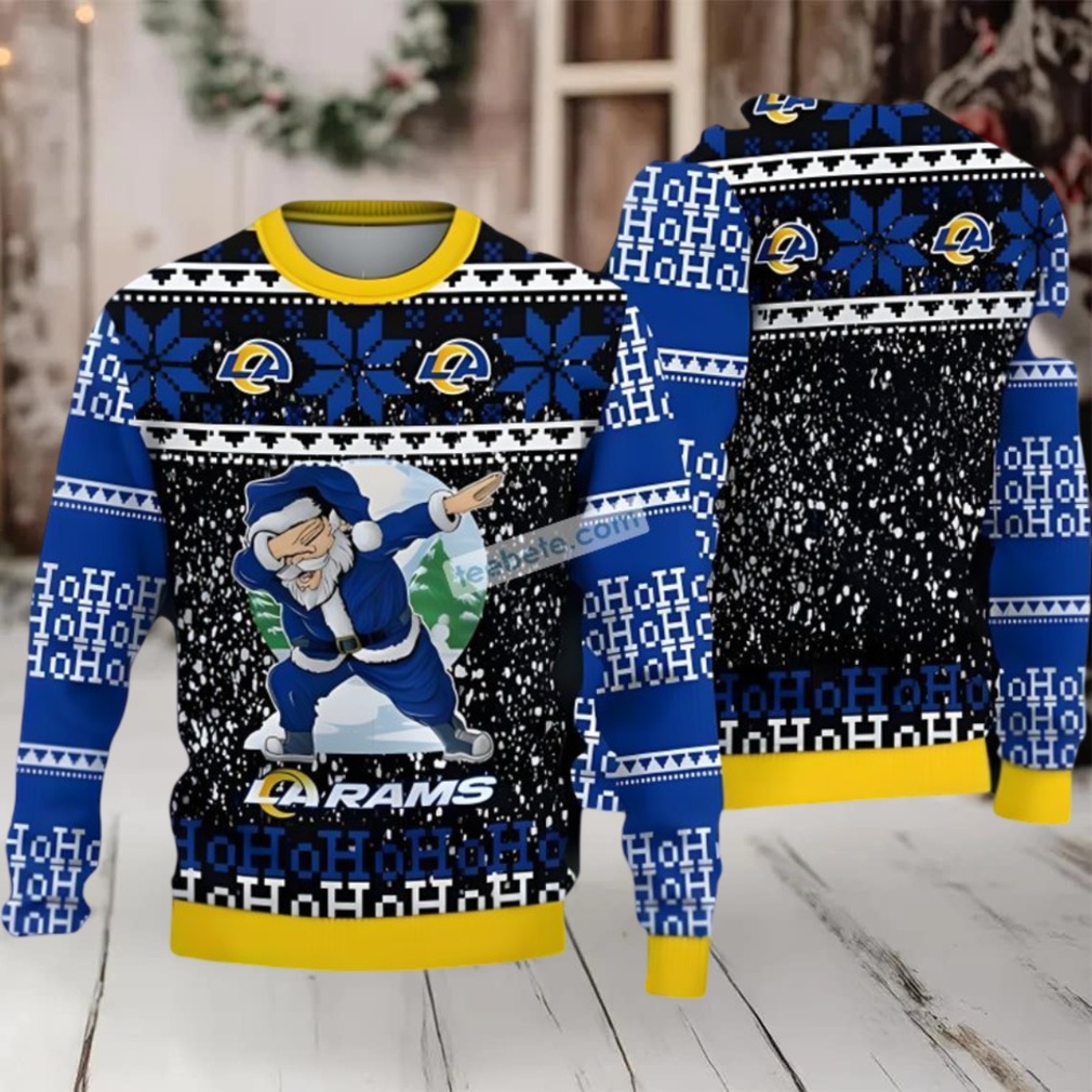 Los Angeles Rams Ho Ho Ho Ugly Christmas Sweater Black Blue Los Angeles Rams Ho Ho Ho Ugly Christmas Sweater Black Blue