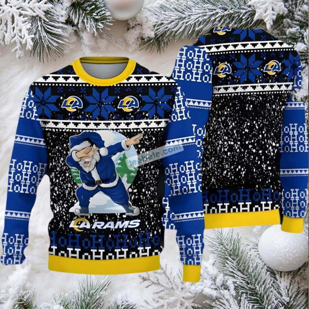 Los Angeles Rams Ho Ho Ho Ugly Christmas Sweater Black Blue Los Angeles Rams Ho Ho Ho Ugly Christmas Sweater Black Blue