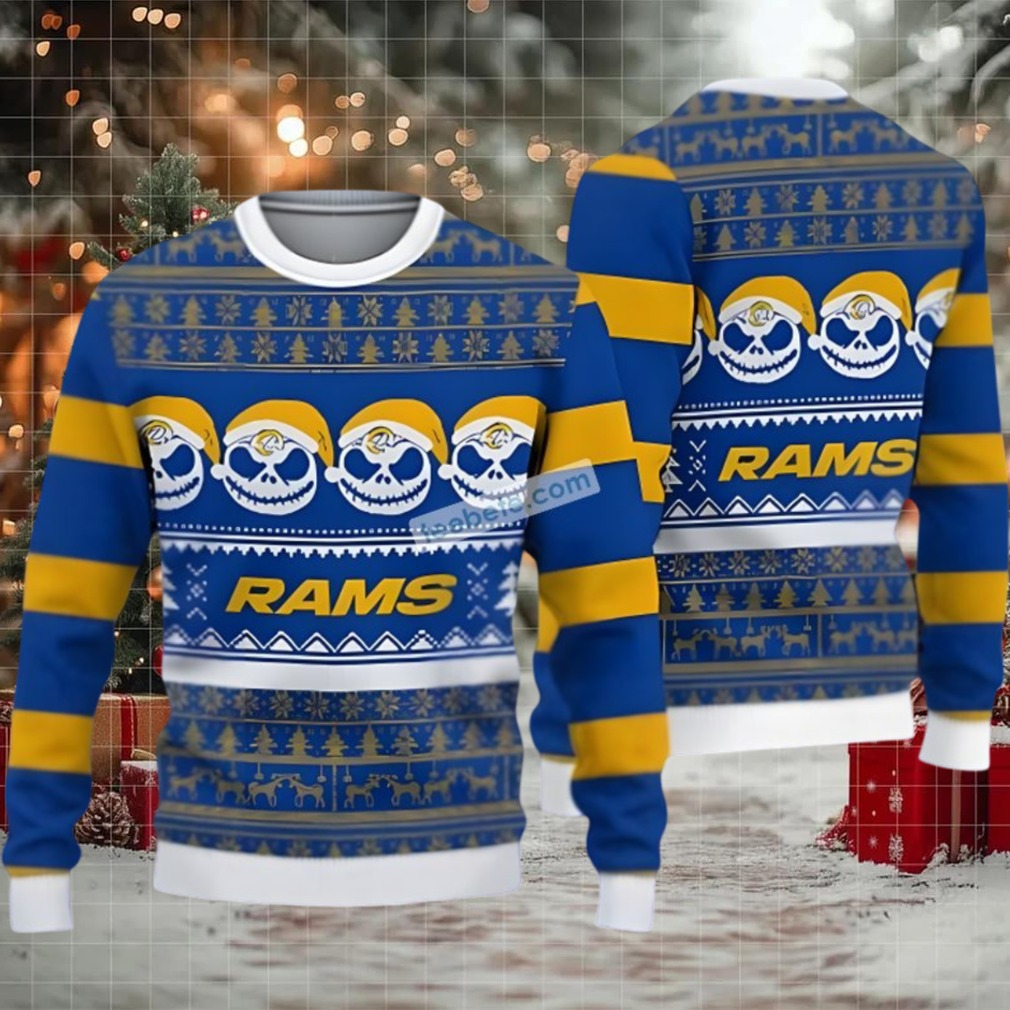 Los Angeles Rams Santa Skull Ugly Christmas Sweater Plus Size Yellow Blue Los Angeles Rams Santa Skull Ugly Christmas Sweater Plus Size Yellow Blue