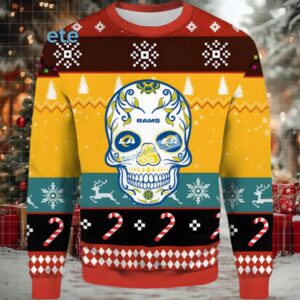 Los Angeles Rams Skull Best Ugly Christmas Sweaters Yellow Black