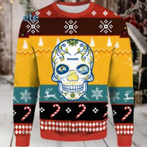 Los Angeles Rams Skull Best Ugly Christmas Sweaters Yellow Black