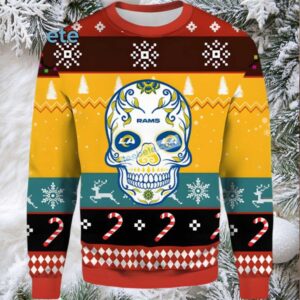Los Angeles Rams Skull Best Ugly Christmas Sweaters Yellow Black