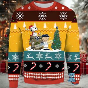 Los Angeles Rams Snoopy Woodstock Charlie Brown Ugly Xmas Sweater Yellow