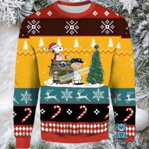 Los Angeles Rams Snoopy Woodstock Charlie Brown Ugly Xmas Sweater Yellow