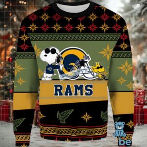Los Angeles Rams Snoopy Woodstock Couples Ugly Christmas Sweaters Yellow Black