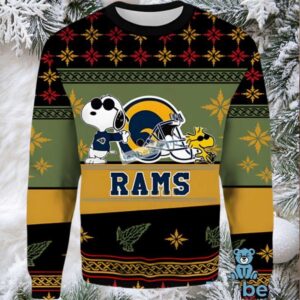 Los Angeles Rams Snoopy Woodstock Couples Ugly Christmas Sweaters Yellow Black