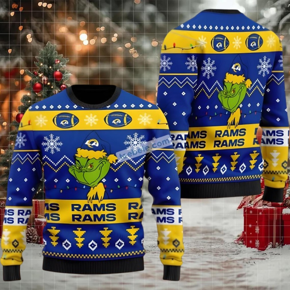 Los Angeles Rams The Grinch Vintage Ugly Christmas Sweaters Blue Yellow Los Angeles Rams The Grinch Vintage Ugly Christmas Sweaters Blue Yellow