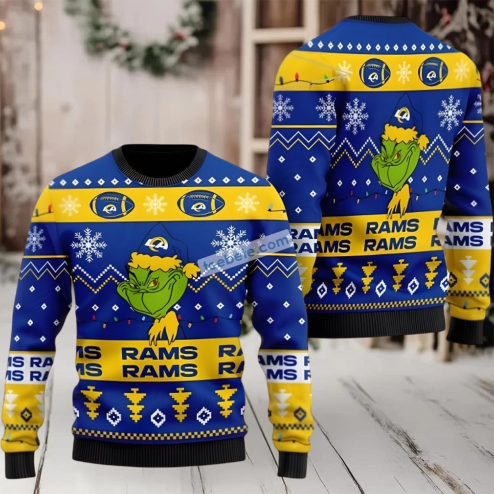 Los Angeles Rams The Grinch Vintage Ugly Christmas Sweaters Blue Yellow Los Angeles Rams The Grinch Vintage Ugly Christmas Sweaters Blue Yellow