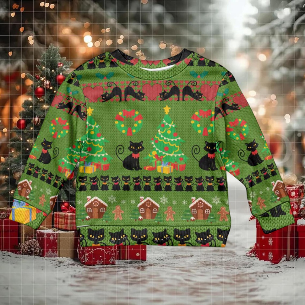 Love Black Cat Christmas Kid Ugly Christmas Sweater Xmas Holiday Patterns Love Black Cat Christmas Kid Ugly Christmas Sweater Xmas Holiday Patterns