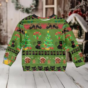 Love Black Cat Christmas Kid Ugly Christmas Sweater Xmas Holiday Patterns