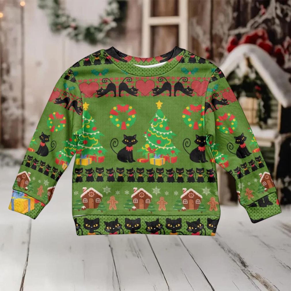Love Black Cat Christmas Kid Ugly Christmas Sweater Xmas Holiday Patterns Love Black Cat Christmas Kid Ugly Christmas Sweater Xmas Holiday Patterns