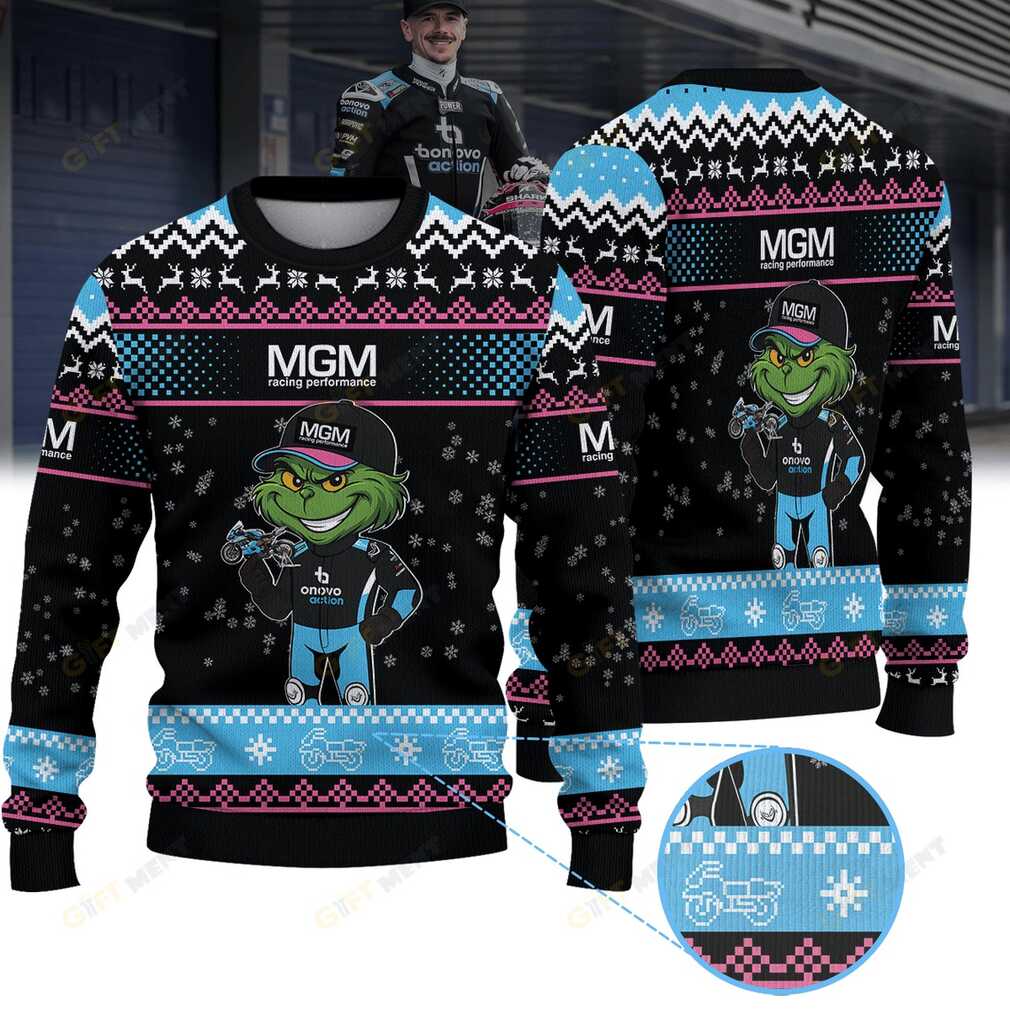 MGM BONOVO Racing WorldSBK × Grinch Ugly Christmas Sweater - Front View