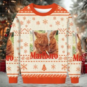 Marlboro Smoking Cat Christmas Ugly Sweatshirt