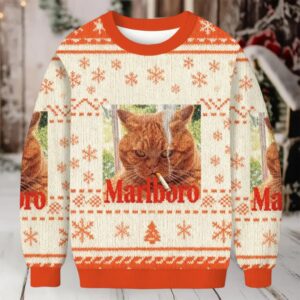 Marlboro Smoking Cat Christmas Ugly Sweatshirt
