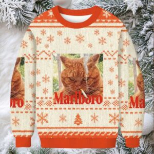 Marlboro Smoking Cat Christmas Ugly Sweatshirt