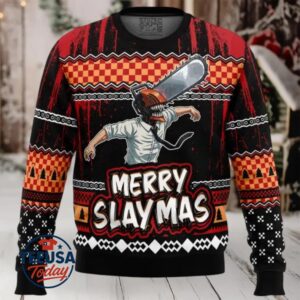 Merry Slaymas Denji Chainsaw Man Ugly Christmas Sweater