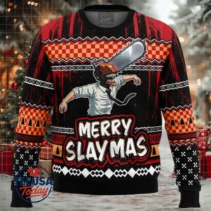 Merry Slaymas Denji Chainsaw Man Ugly Christmas Sweater