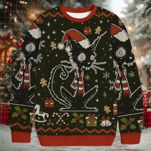 Messy Cat Christmas Ugly Sweatshirt