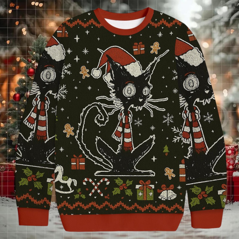 Messy Cat Christmas Ugly Sweatshirt