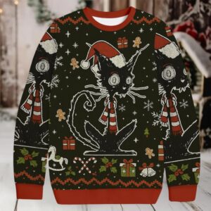 Messy Cat Christmas Ugly Sweatshirt