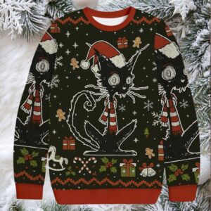 Messy Cat Christmas Ugly Sweatshirt