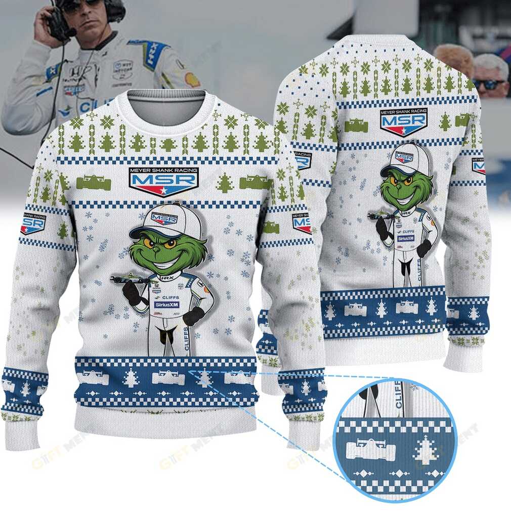 Meyer Shank Racing Helio Castroneves IndyCar Grinch Ugly Christmas Sweater front view