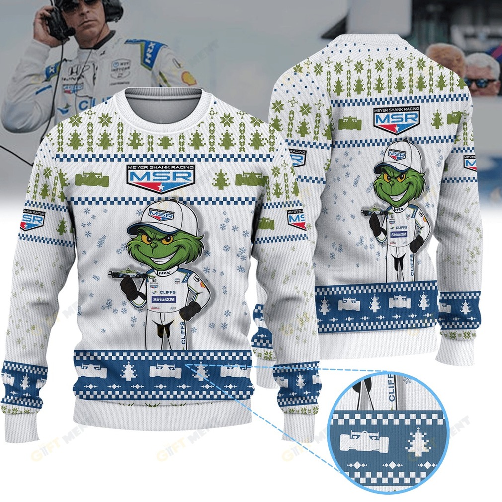 Meyer Shank Racing Helio Castroneves IndyCar Grinch Ugly Christmas Sweater lifestyle shot