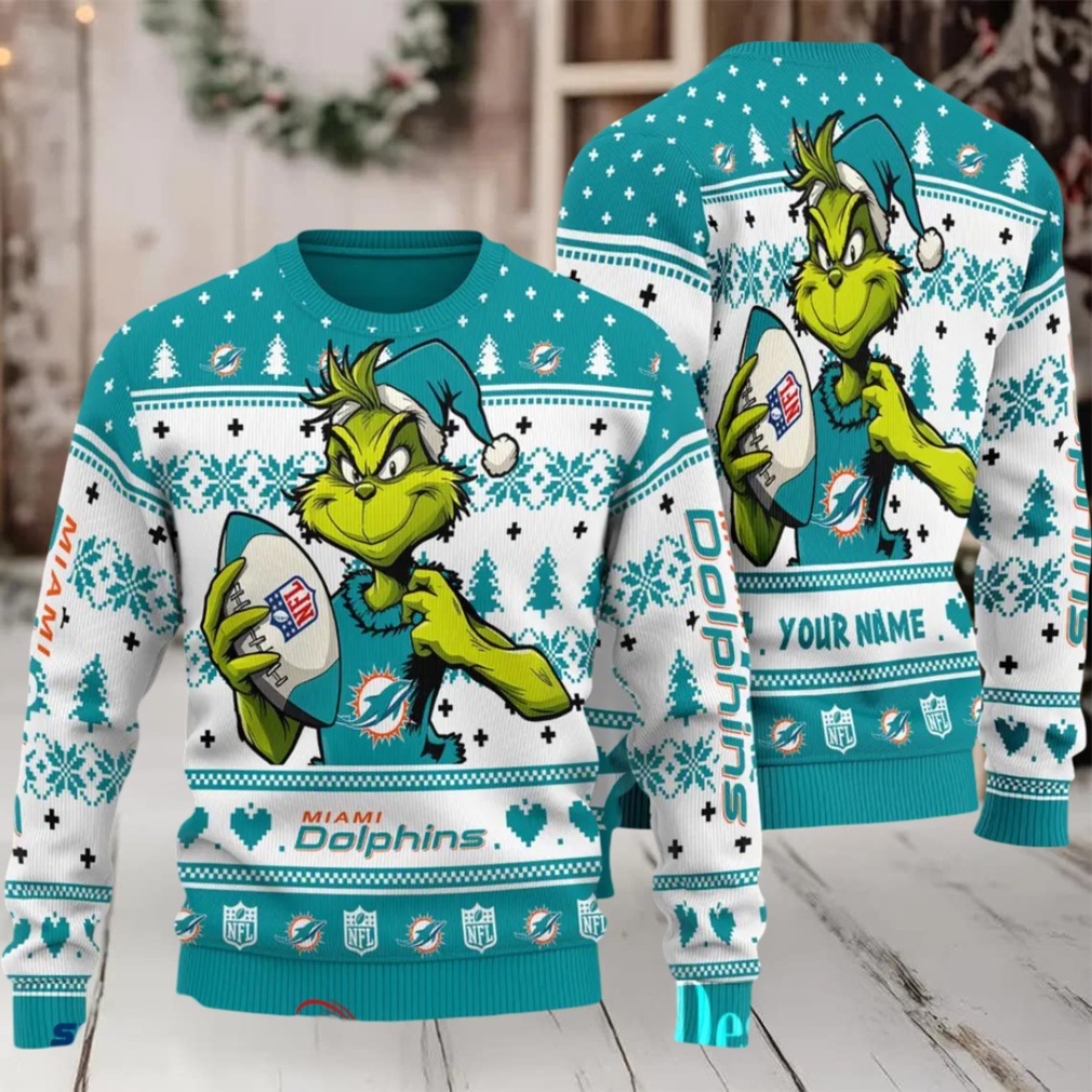 Miami Dolphins Grinch With Ball NFL Ugly Christmas Sweater