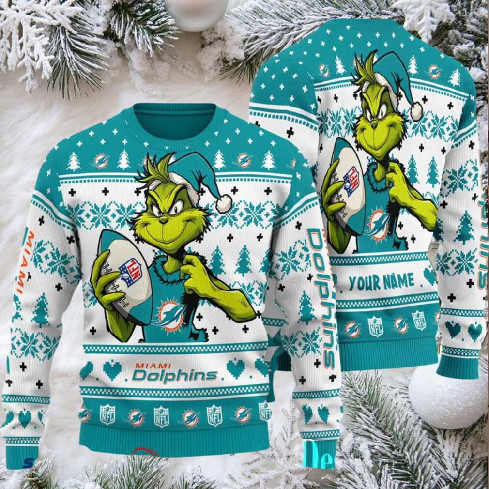 Miami Dolphins Grinch With Ball NFL Ugly Christmas Sweater