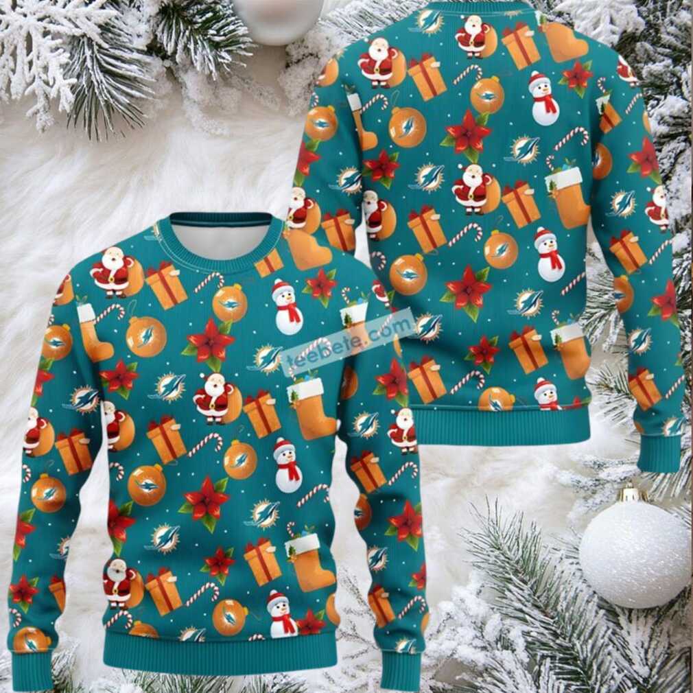 Miami Dolphins Santa Claus Snowman Ugly Sweaters For Christmas Blue Mens Miami Dolphins Santa Claus Snowman Ugly Sweaters For Christmas Blue Mens