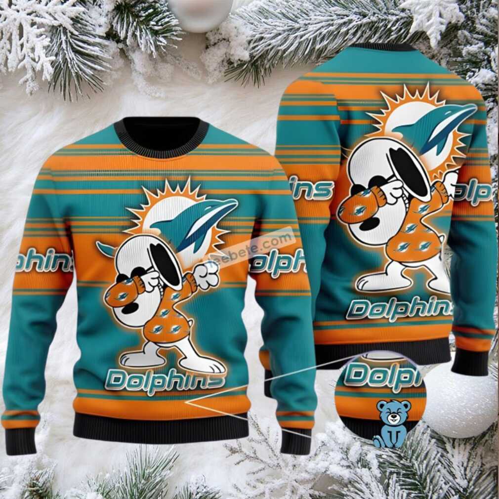 Miami Dolphins Snoopy Ugly Christmas Sweater Orange Blue Miami Dolphins Snoopy Ugly Christmas Sweater Orange Blue