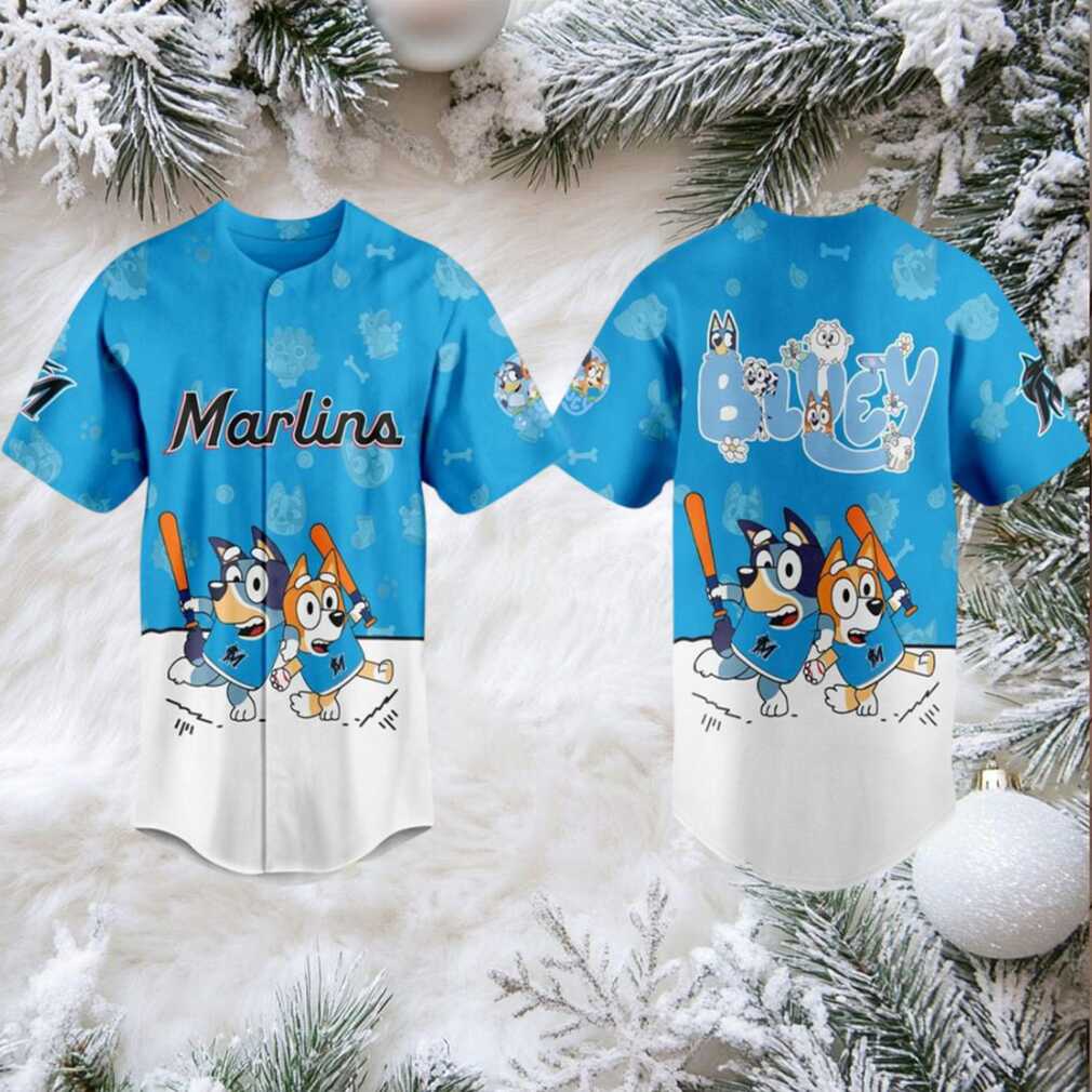 Miami Marlins 2025 Bluey MLB Game Night Christmas Baseball Jersey