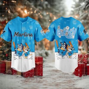 Miami Marlins 2025 Bluey MLB Game Night Christmas Baseball Jersey