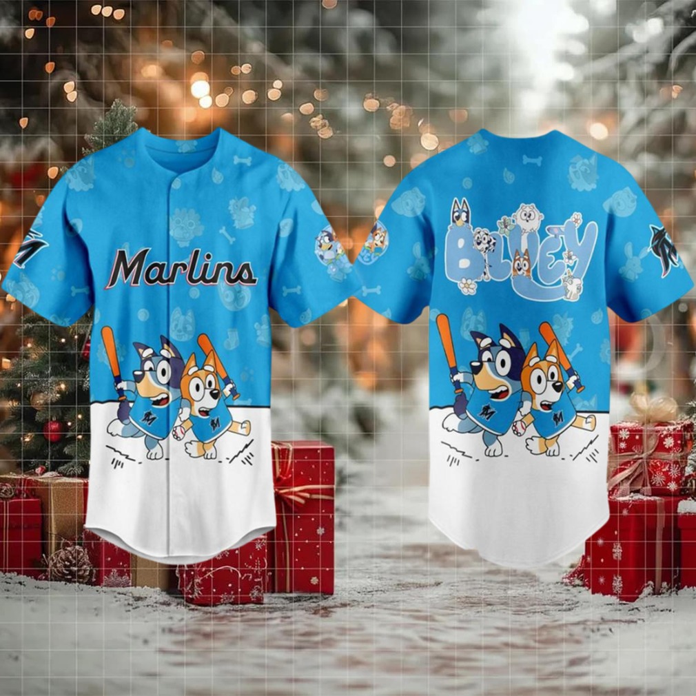 Miami Marlins 2025 Bluey MLB Game Night Christmas Baseball Jersey