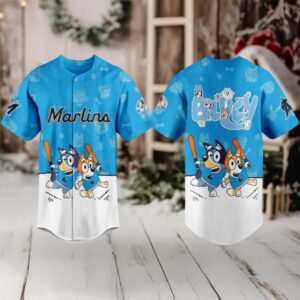 Miami Marlins 2025 Bluey MLB Game Night Christmas Baseball Jersey