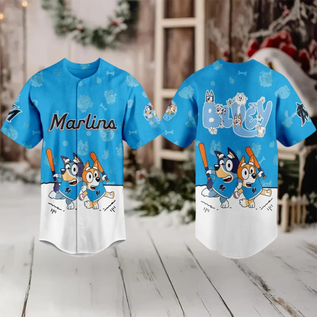 Miami Marlins 2025 Bluey MLB Game Night Christmas Baseball Jersey Miami Marlins 2025 Bluey MLB Game Night Christmas Baseball Jersey