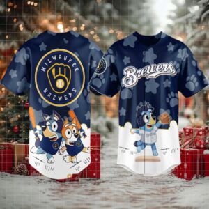 Milwaukee Brewers 2025 Bluey MLB Game Night Christmas Baseball Jersey