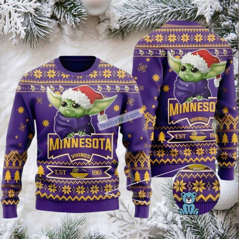 Minnesota Vikings Baby Yoda Star Wars Ugly Christmas Sweater Purple Ladies Minnesota Vikings Baby Yoda Star Wars Ugly Christmas Sweater Purple Ladies