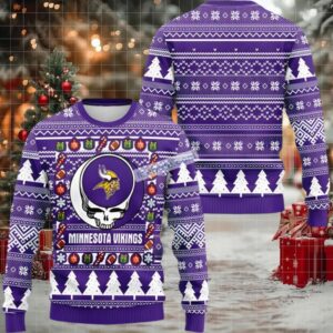 Minnesota Vikings Grateful Dead Ugly Xmas Sweater Party Purple Minnesota Vikings Grateful Dead Ugly Xmas Sweater Party Purple