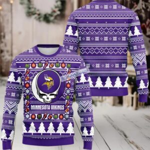 Minnesota Vikings Grateful Dead Ugly Xmas Sweater Party Purple