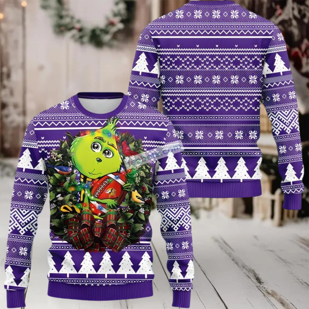 Minnesota Vikings Grinch Hug Cute Ugly Christmas Sweater White Purple Minnesota Vikings Grinch Hug Cute Ugly Christmas Sweater White Purple