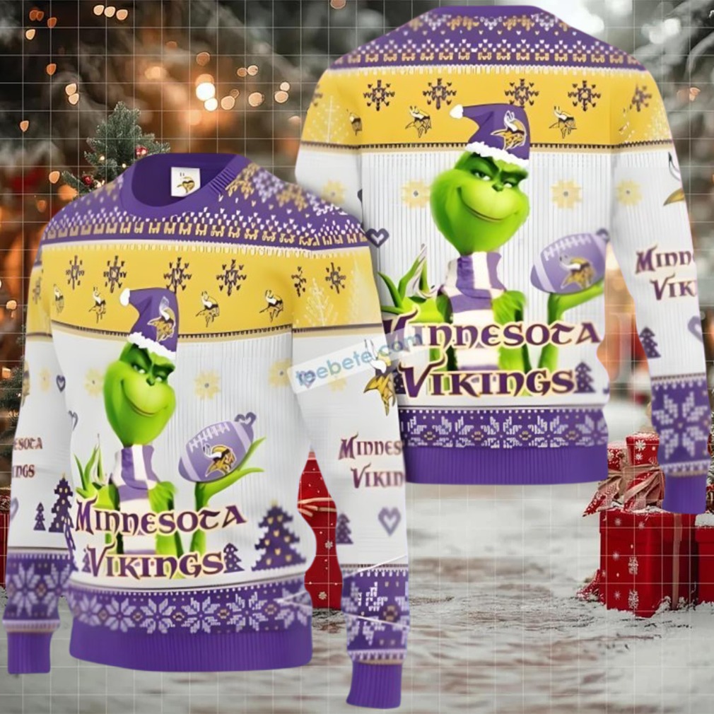 Minnesota Vikings Grinch Xmas Ugly Xmas Sweater Womens White Purple