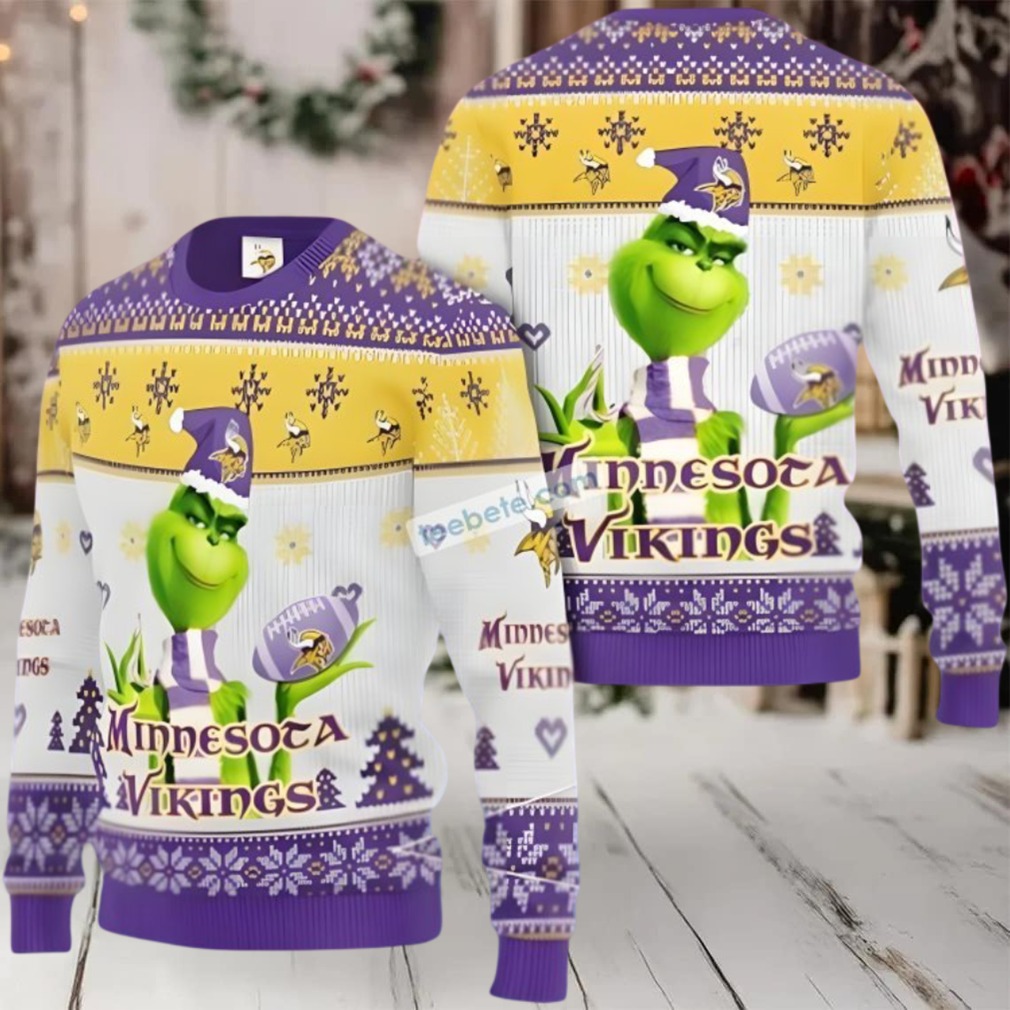 Minnesota Vikings Grinch Xmas Ugly Xmas Sweater Womens White Purple