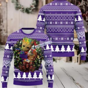 Minnesota Vikings Groot Hug Ugly Christmas Sweater Purple White Most