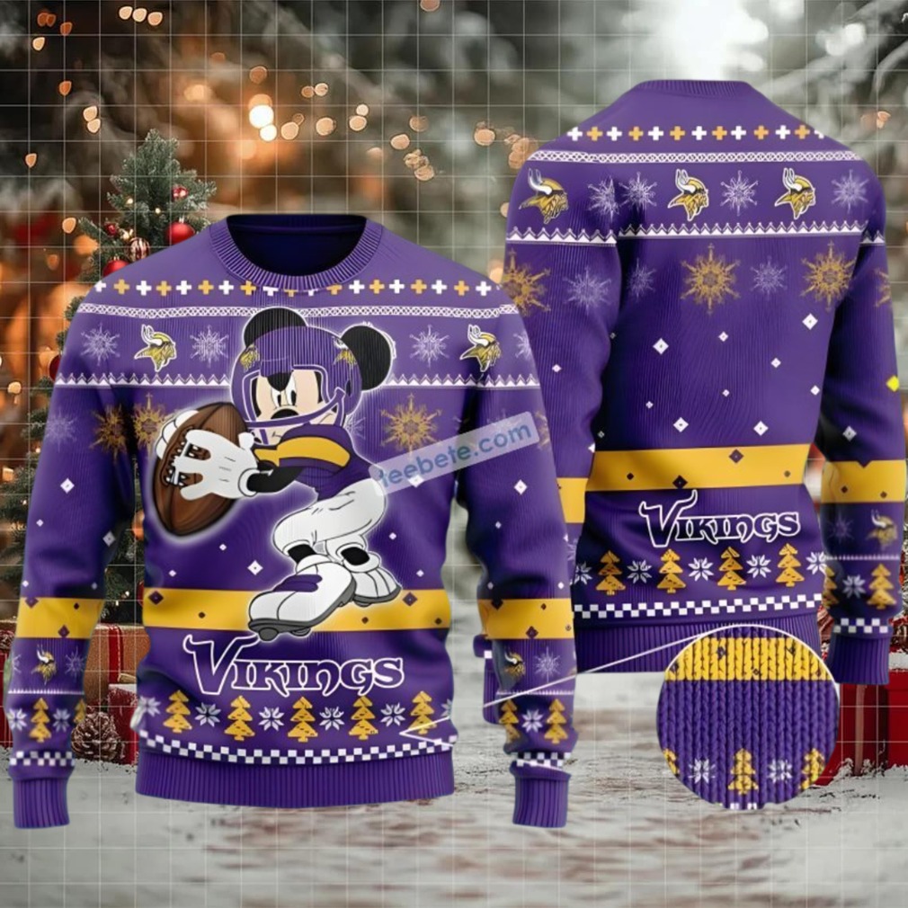 Minnesota Vikings Mickey Mouse Disney Ugly Christmas Sweater Adults Purple