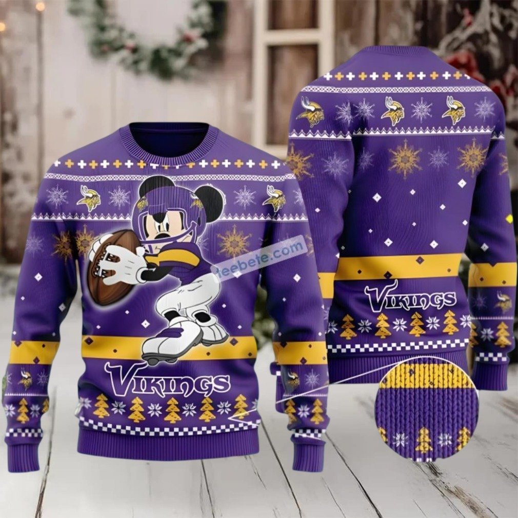 Minnesota Vikings Mickey Mouse Disney Ugly Christmas Sweater Adults Purple